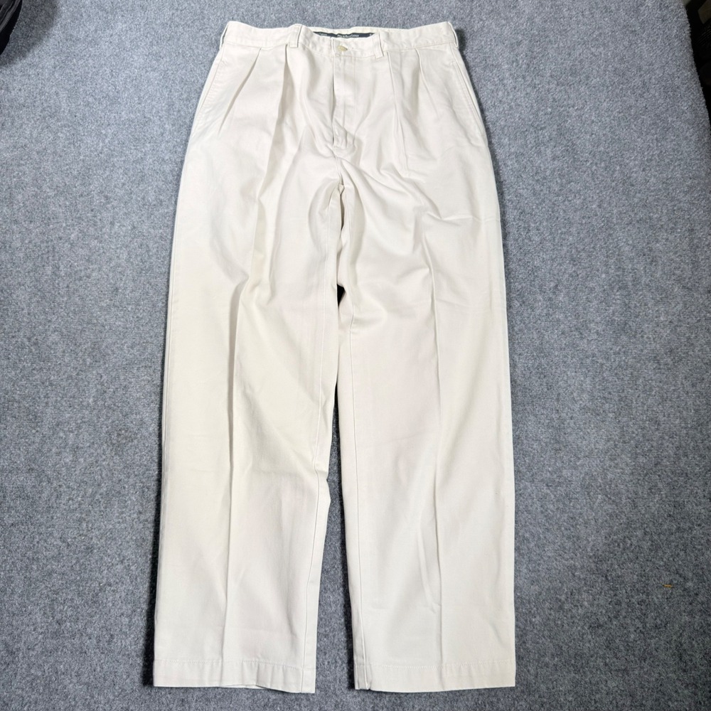 Vintage Polo Ralph Lauren Andrew Pants Mens 34x30 Khaki Double Pleated Chino